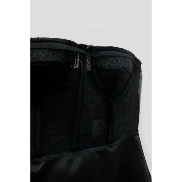 Zara Limited Edition Black Bustier Strapless Midi Dress - Picture 6 of 12